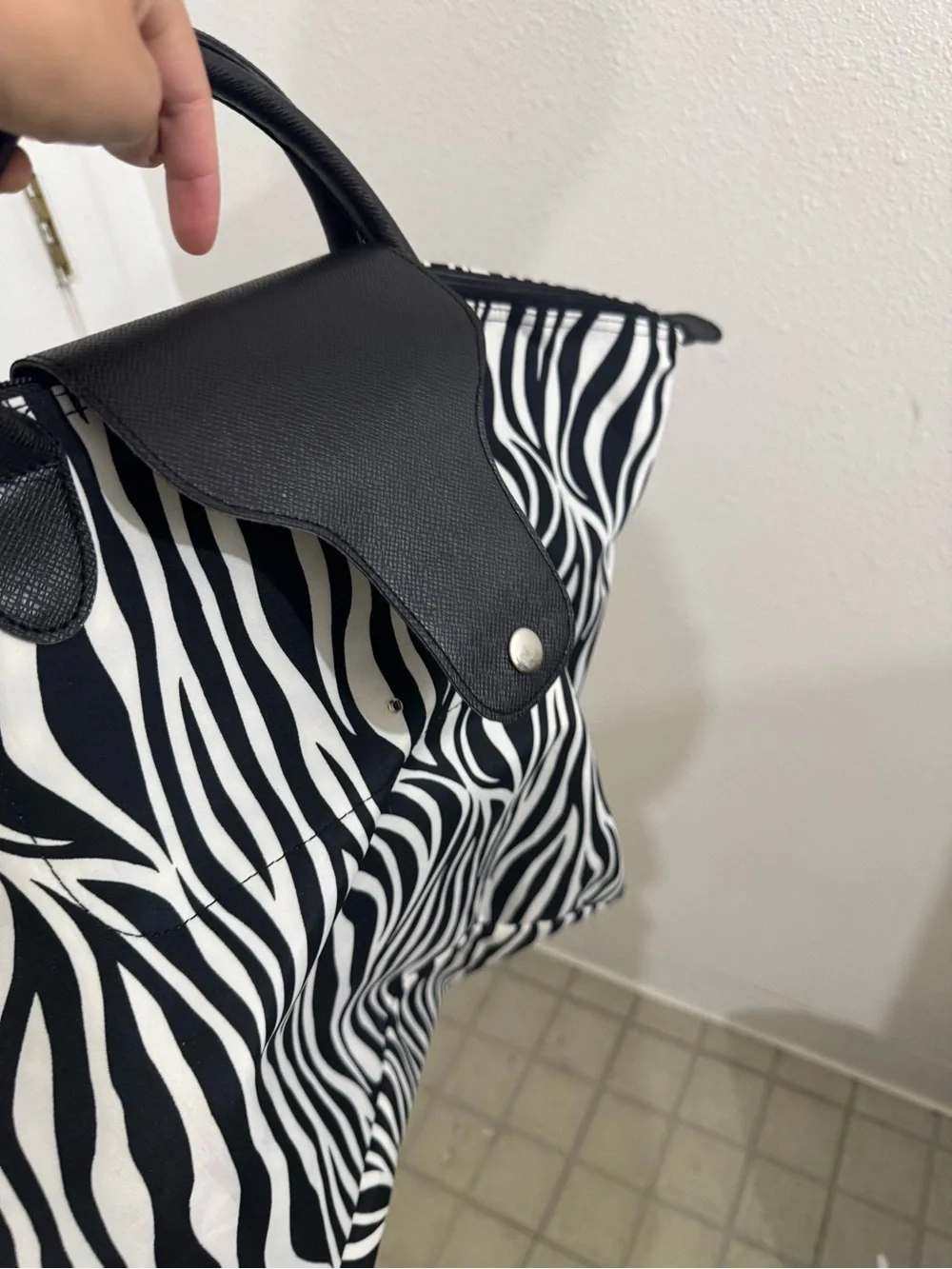 Large zebra print tote bag
